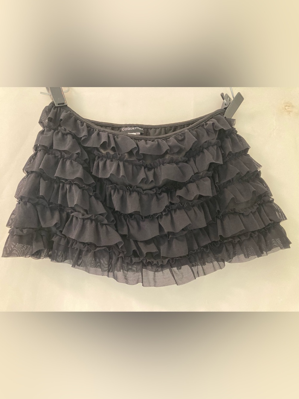 Coquette Black Ruffle Tiered Mini Skirt Women’s Small Gothic Y2K OS